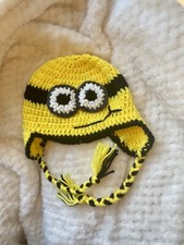 Crochet hat, 2 eye minion hat, size 2t handmade