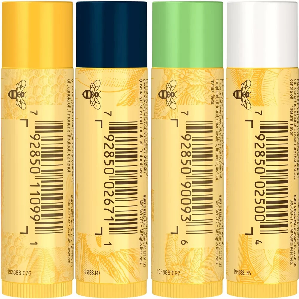 Burt's Bees Lip Balm Beeswax Bounty x CLEO WADE, Assorted 4 Pack