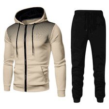 Mens 2Pcs Hooded Tracksuit Set Suit Sweatshirt Pants Bottoms Jogging Sport Set