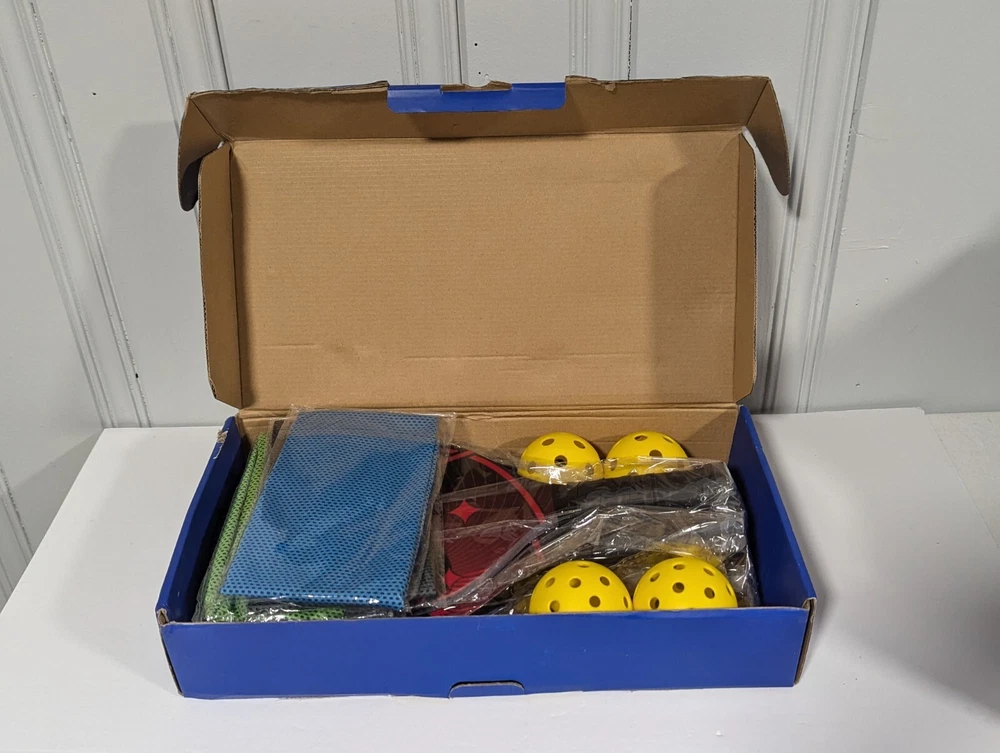 Pickleball Set w/ 4 Premium Wood Pickleball Paddles, 4 Balls & 4 Cooling Towels