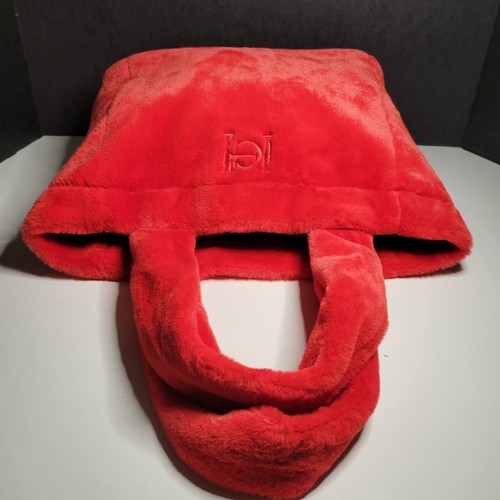 NEW Red Carolina Herrera Good Girl Logo Faux Fur Fleece Fluffy Tote Shoulder Bag - Picture 5 of 10