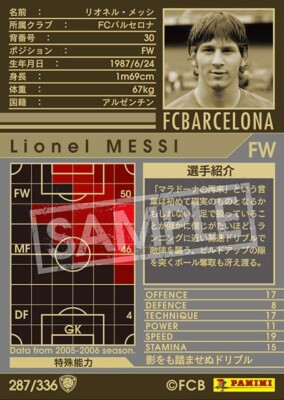 Panini WCCF 2005-06 Rookie Card Lionel Messi Slightly Opened