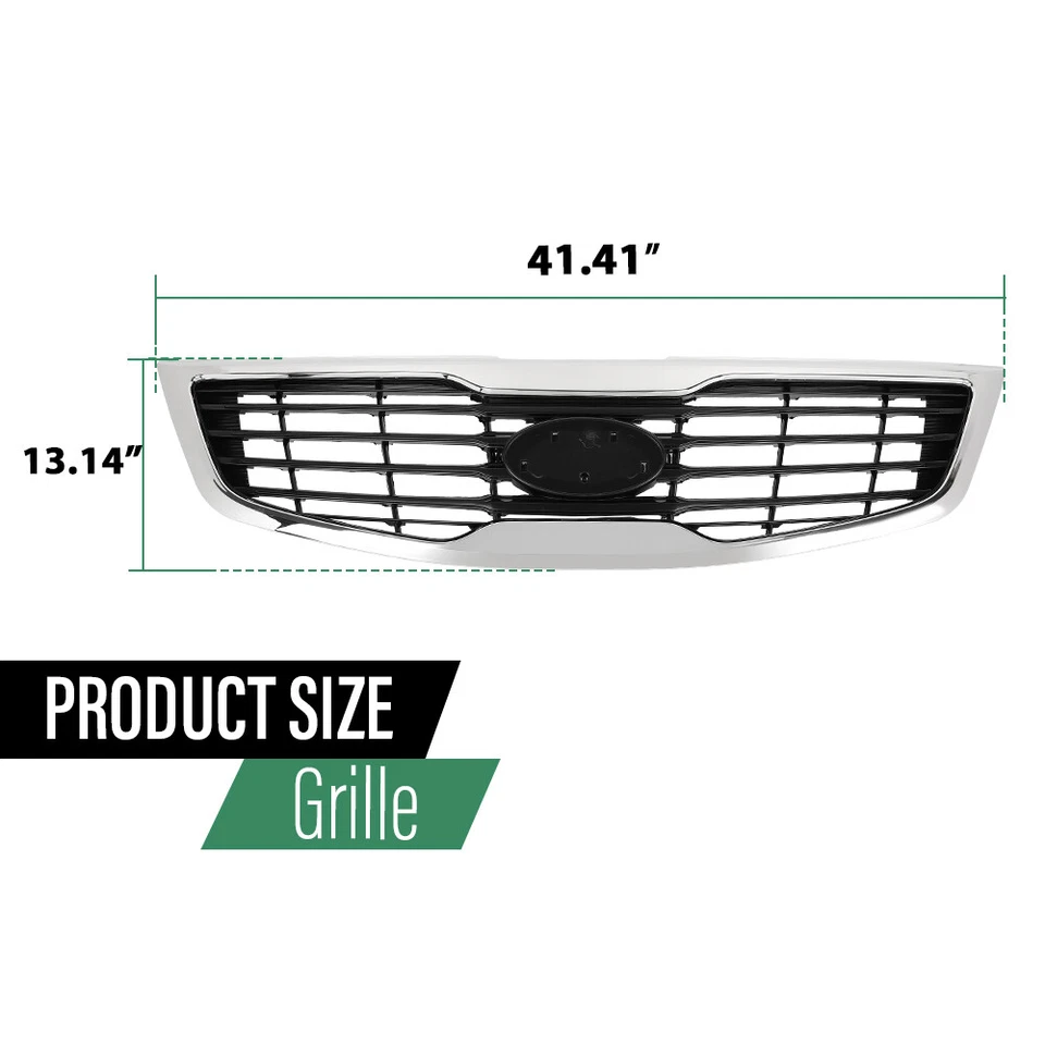 Fit For 2011-2012 Kia Sportage Front Bumper Upper Grille Black Chrome KI1200147 Foto 3 de 4