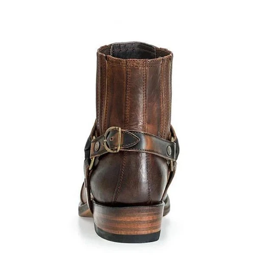 Retro Para hombres Botas de Motocicleta Punta Cuadrada Vaquero Botas Cortas Caballo Equipo Botas Reino Unido - Imagen 17 de 28