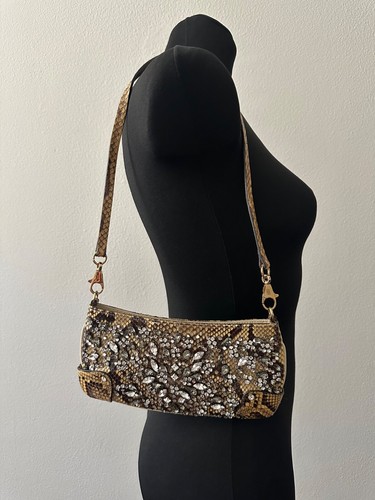 Dolce & Gabbana D&G Leather Phyton Crystal Embellished Clutch Shoulder - Picture 8 of 8