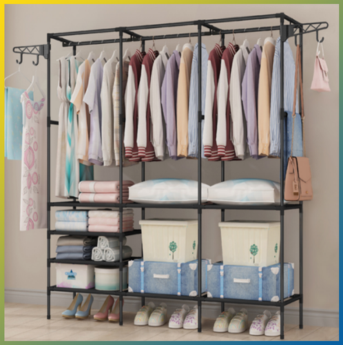 Metal Clothes Organizer Heavy Duty Garment Adjustable Rack Closet Storage Shelf - Picture 1 of 12