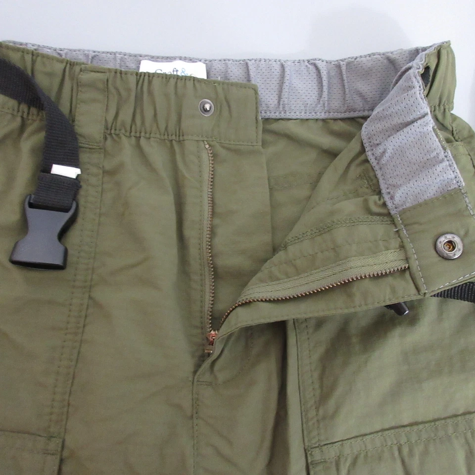 Pantalones Cortos Cinturón Carga Croft & Barrow Pequeños Verde Frente Plano Senderismo Exterior Bolsillos Foto 4 de 4