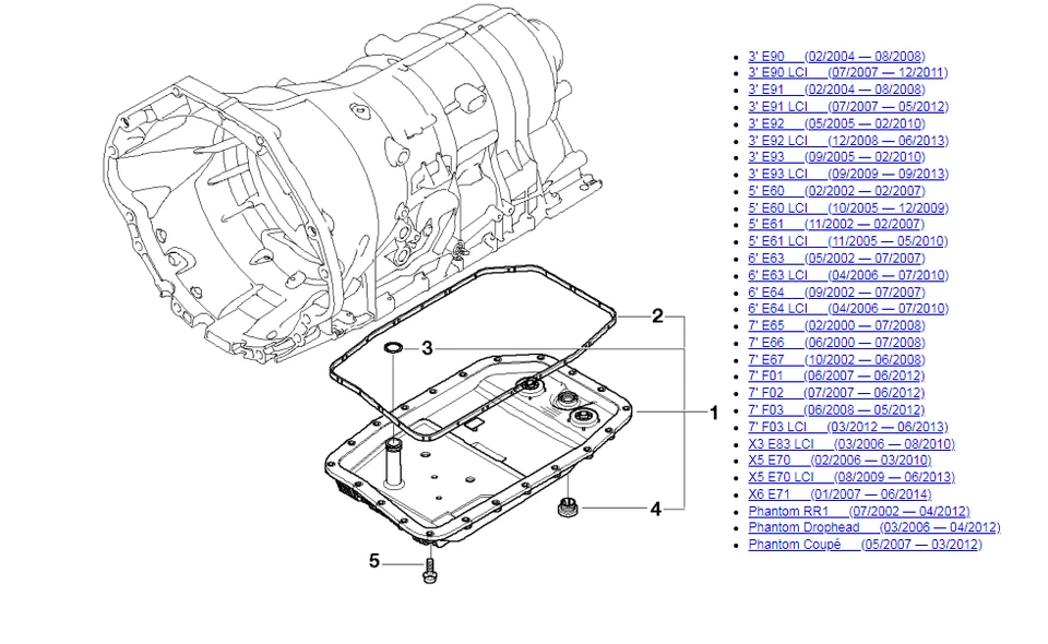 BMW E90 E60 E64 E65 E66 F01 X5 X6 cárter de aceite de transmisión automática con filtro y kit de junta Foto 2 de 4