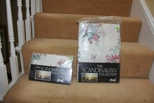  Vintage Fnug Singel Duvet Cover & Pillowcase Unused In Pack Pink Floral  7989d