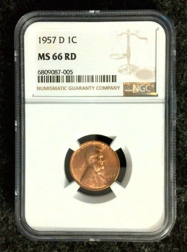 1957-D Lincoln Wheat Cent - NGC MS 66 RD