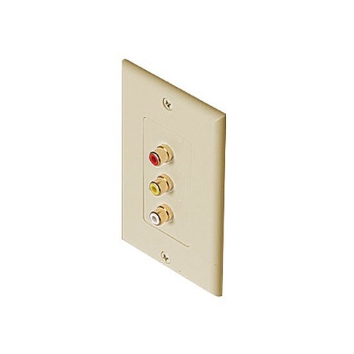 Eagle 3 RCA Jack Wall Plate Ivory Composite Video Stereo Gold Female Flush Mount