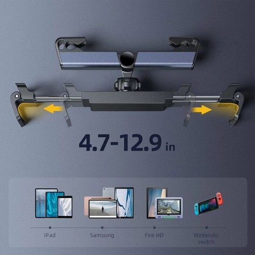 Flexible Car Headrest Bracket Tablet Holder 360° Rotate for 4.7-12.9inch Devices - Photo 7/8