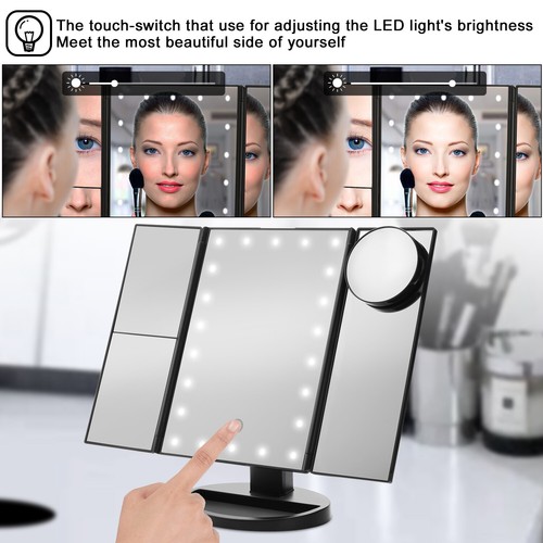 Espejos de Maquillaje Plegables Cosméticos 10X Lupa Luz LED Táctil USB Recargable - Imagen 4 de 11