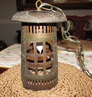 Antique Copper Mission Arts & Crafts Craftsman Hanging Light Fixture Van Erp Ope