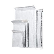 7" x 6.75" Glamour Metallic Silver Poly Bubble Mailers Padded Envelope Bags 250