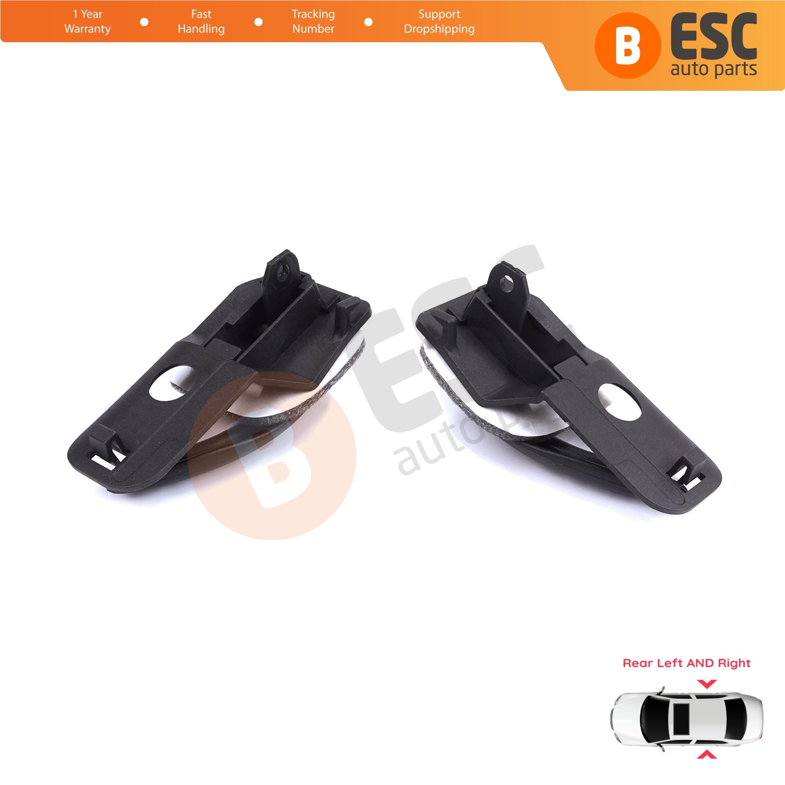 Rear Left Right Interior Door Handle Black for Fiat Palio Siena 1996-2016 Albea