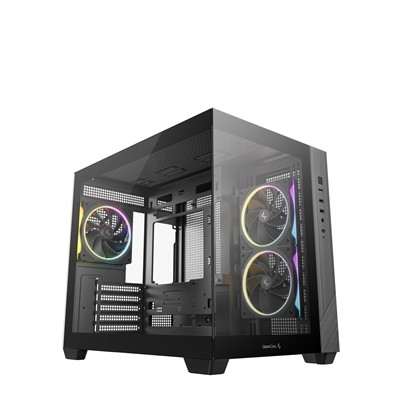 Deepcool Cg330 3F Argb Dual-Chamber Micro-Atx Tower Case Tempered Glass Panels 3