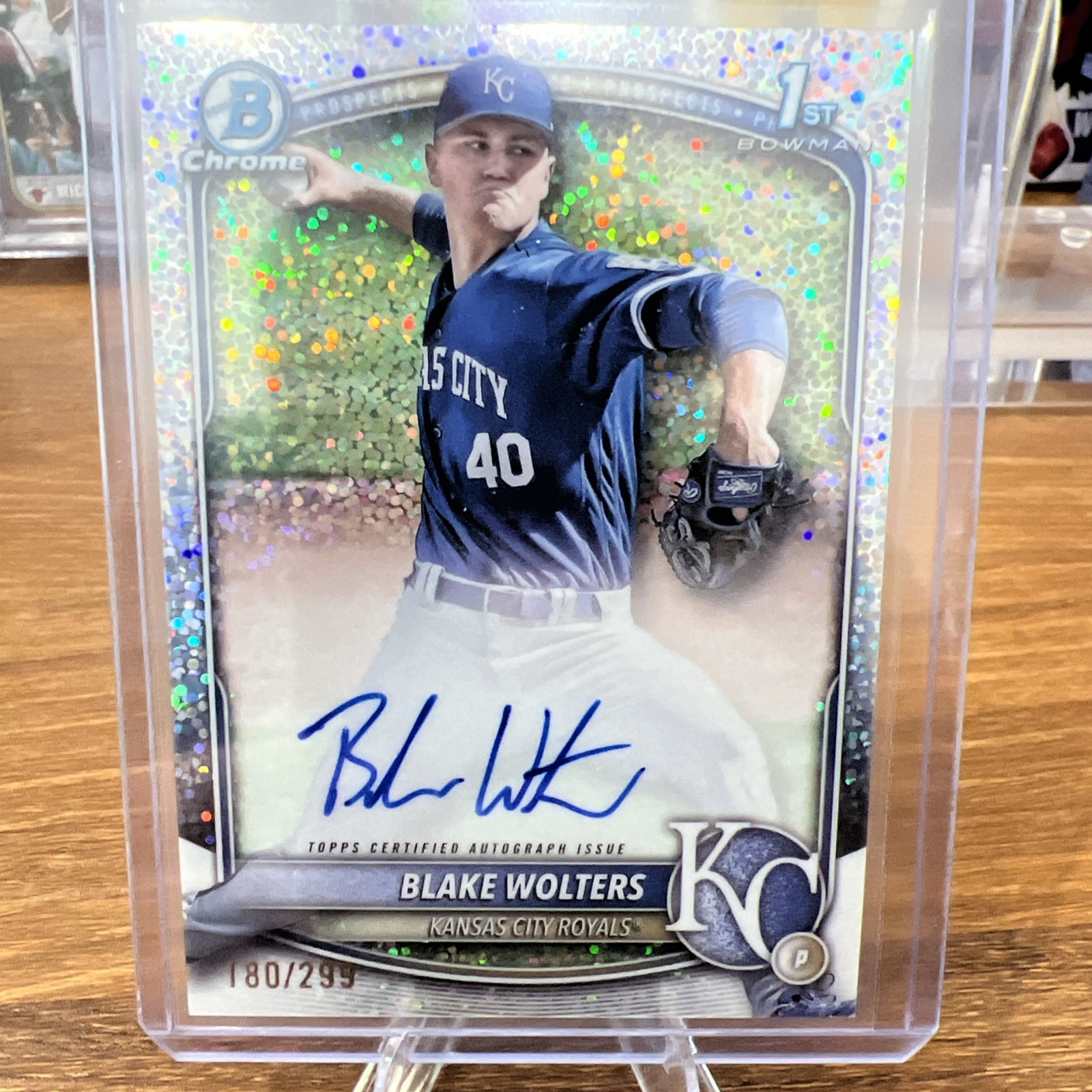 2025 Bowman Chrome Blake Wolters Speckle Auto /299 1st KC Royals 