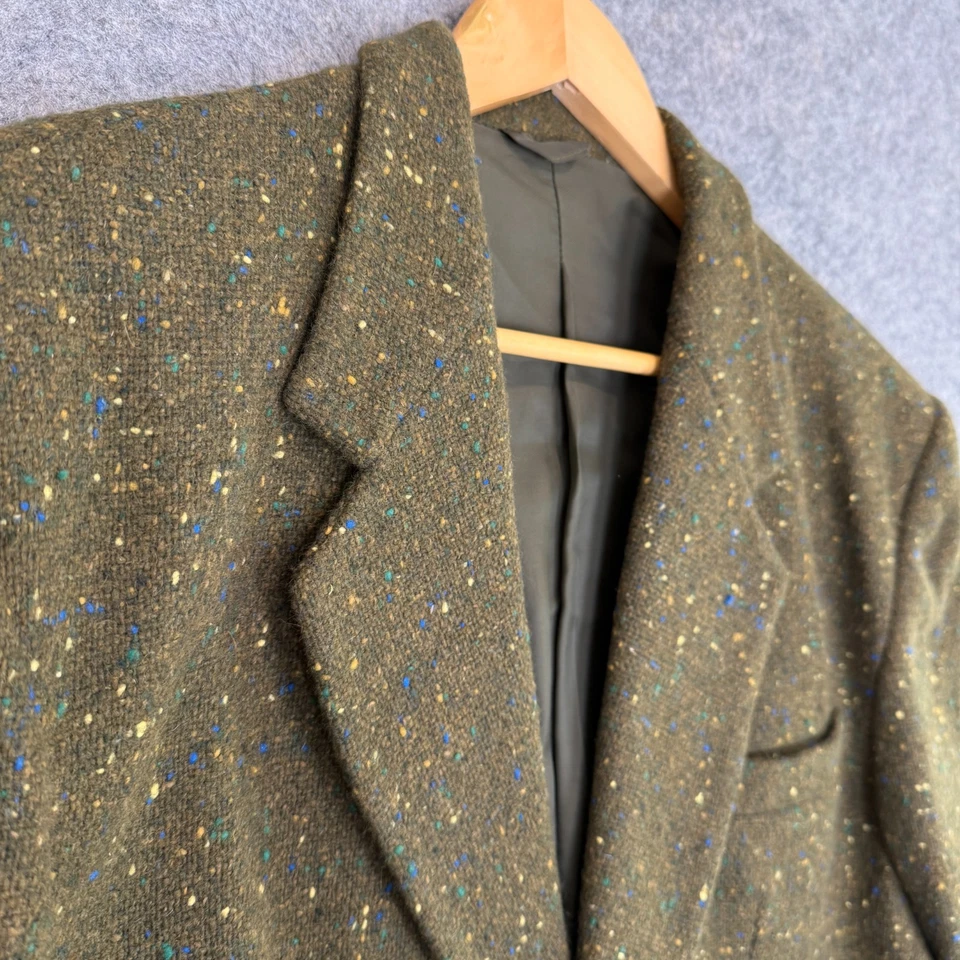 Chaqueta Abrigo Deportivo Rick Pallack Tweed Donegal 48 Lana Angora Verde Oliva Raro XL Foto 4 de 4