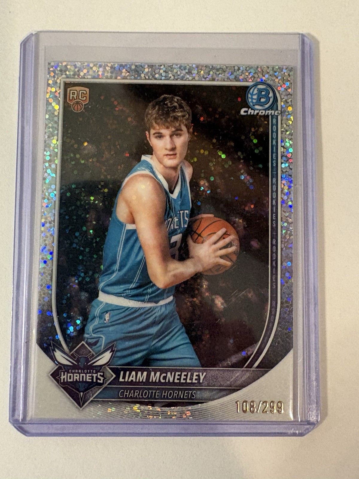 2025-26 Bowman Chrome Liam McNeeley #BCV-29 Speckle Refractor /299 (RC) Rookie