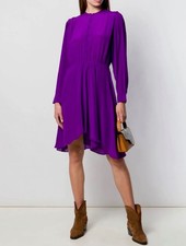 ISABEL MARANT 100% Silk Purple Dress Long Sleeve Sezane Style 34/XS