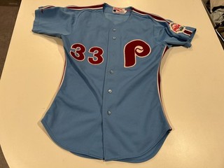 original 1988 GREG HARRIS PHILADELPHIA PHILLIES game worn BASEBALL JERSEY