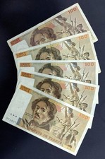 France Banknote 100 Francs 1978, 1980, 1984, 1985, 1990 ( Lot 5 pieces)