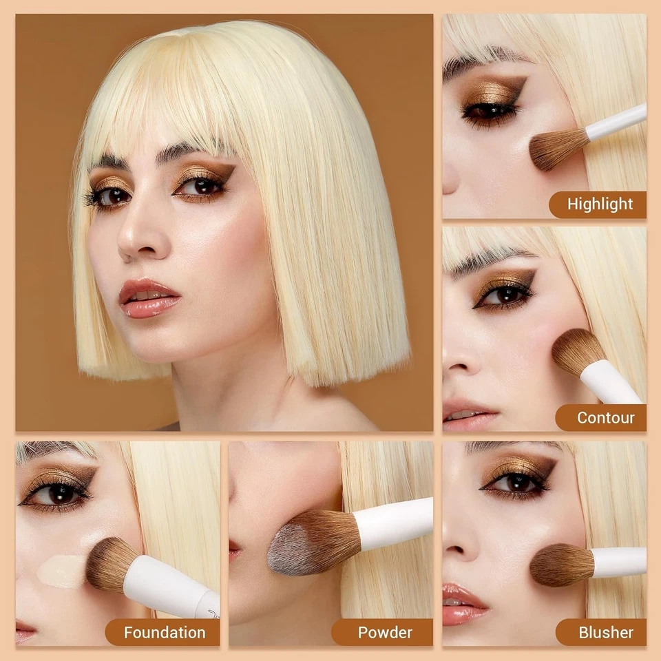 化妆刷套装 5 件套面部化妆刷素食柔软粉底刷腮红 Brus — 第 4/4 张图片