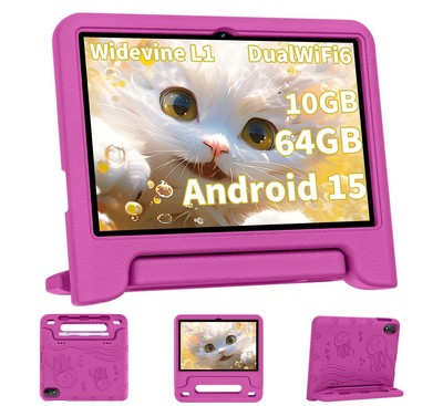 2026 Upgraded Android 15 Tablet, 10inch Kids Tablet, Octa-core CPU, 10GB+64GB...
