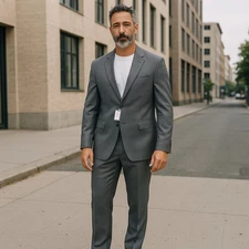 NWT John Varvatos Austin Suit Jacket Men 42 L Gray Plaid Virgin Wool Italy $1498