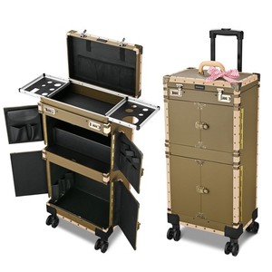 BYOOTIQUE Classic Makeup Train Case Artist Salon Show Storage Rolling Trolley