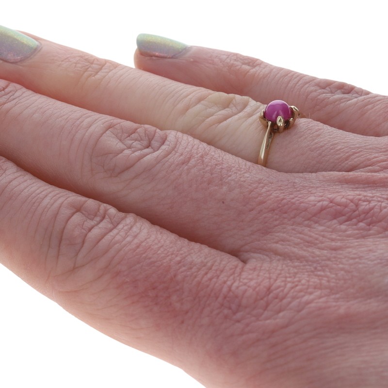 Yellow Gold Lab-Created Star Ruby Solitaire Ring … - image 5