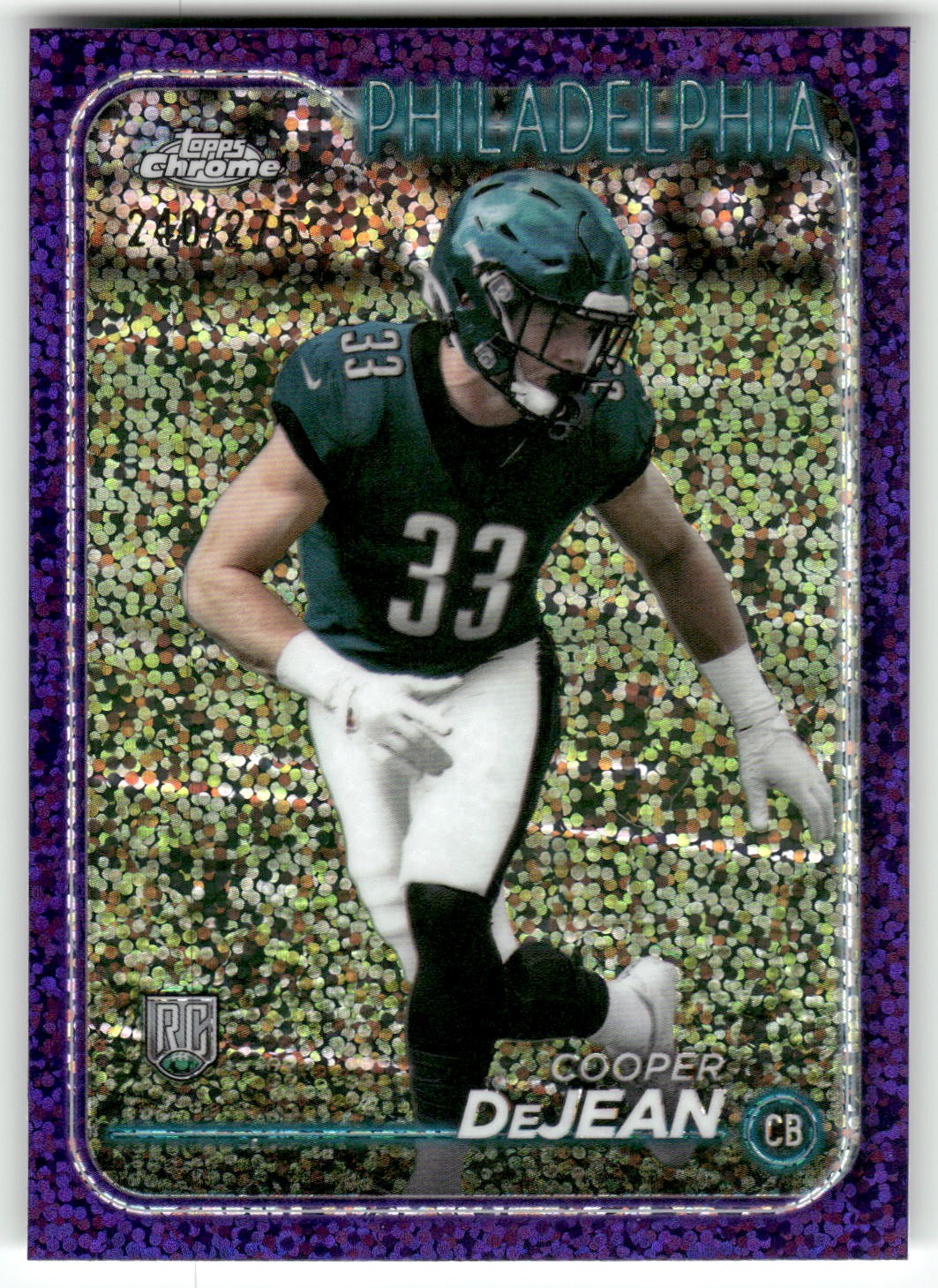 2024 Topps Chrome #232 Cooper DeJean Purple Speckle Refractor #/275 RC