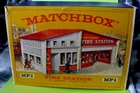 VINTAGE MATCHBOX LESNEY FIRE STATION RED ROOF MF-1 WITH ORIGINAL BOX