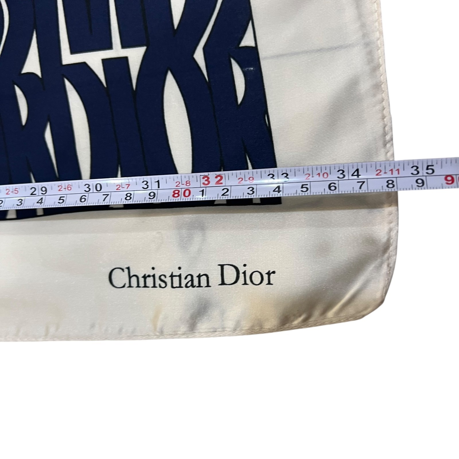 Christian Dior Trotter Monogram Silk Scarf Navy Blue White Made in Italy Authent thumbnail 18