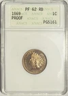 1869 PROOF Indian Head Cent ANACS PF62RB ‼️VINTAGE SOAPBOX - GREAT EYE APPEAL‼️