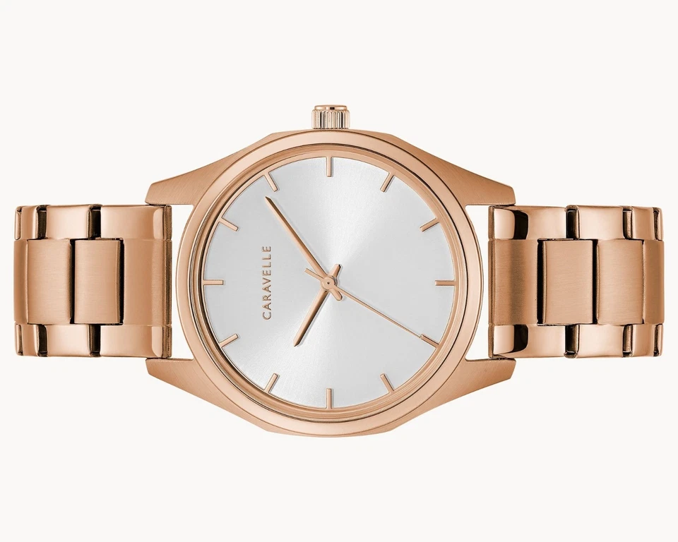 Relógio feminino Caravelle by Bulova ouro rosa aço inoxidável 45L179A - Imagem 2 de 4