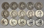 Lot of 15 Washington 90% Silver Quarters 1936-1958, Key dates & UNC Coins