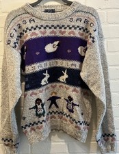 Vintage Woolrich Easter Wool Blend Sampler Sweater Sheep Bunny ABC Womens Medium