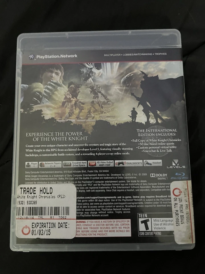 Sony PlayStation 3 White Knight Chronicles 2011 sin manual probado Foto 2 de 4