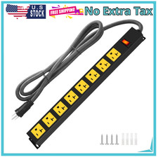 20Amp Power Strip Surge Protector Durable Metal 8-Outlets with Heavy Duty 20 ...