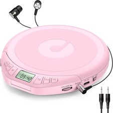 Portable CD Player W/ Earphones,CD Discman Car Home W/ Anti-Skip Shockproof