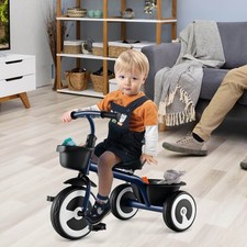 Toddler Tricycle Kids Trike w/ Adjustable Seat Front  Rear Storage Baskets