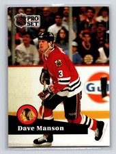 1991-92 Pro Set French - Dave Manson #41 Chicago Blackhawks Hockey Card