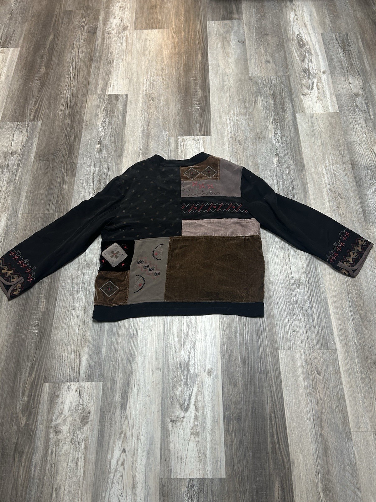 Chicos Design Silk Patchwork Jacket Embroidered 1… - image 8