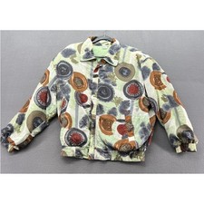 VTG Carte 100 Silk Bomber Jacket Abstract Medallion Print Sage Green Medium