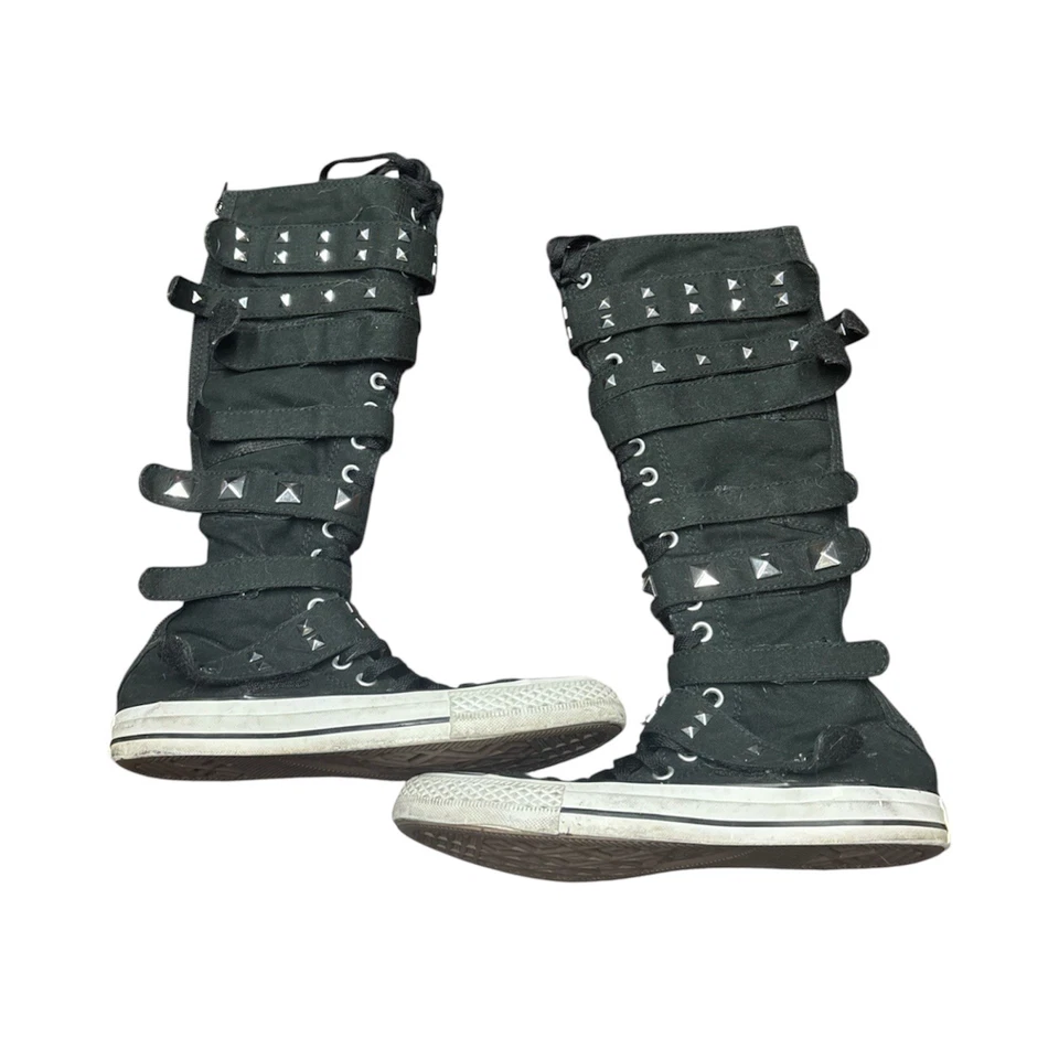 Converse Chuck Taylor Star Black Studded Knee High XXHi Lace Ups RARE W SZ 9 - Image 3 of 4