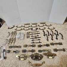 54 Pc Vintage Drawer Pulls Handles Cabinet Hardware Brass Metal Mixed Styles Lot