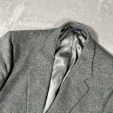 VTG Burberrys 100 Camel Hair Blazer Men 48L Glen Check Herringbone Made In USA