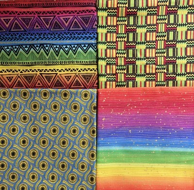 AFRICAN SUNSET Quilt Fabric, Chong-A Hwang, Timeless Treasures, 4 Pieces, 3+ Yds